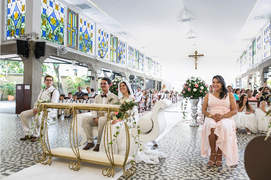 Esposos Moisés Vargas y Margarita Osso junto a sus padrinos Néstor Daniel Ramírez y Paola Andrea Osso.